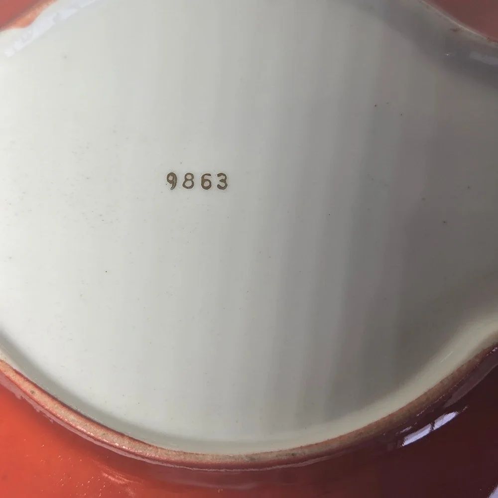 Vintage Burnt Orange Porcelain Lobed Peony Bowl Gold Rim 9863 Floral 9.5in
